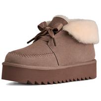 UGG Cow Split Leather Thermal Fleece Lined, Minimalist Style Comfortable Short Snow Boots Women's Reindeer Brown 1174570-CRBO 38