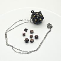 1 Set 20-sided Hollow Metal Dice Torque DND Polyhedral Dice Necklace  RPG Game Style 2