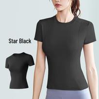 Quick-Dry Elastic Yoga Short Sleeve - Hot Selling Sportswear for Outdoor Fitness M (Recommended Weight 105-120 lbs)