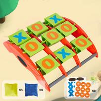 Tic Tac Toe Toss Game for Kids with 3x3 Grid and Rotating Game Board for Outdoor Indoor Use Fun Target Throwing Activity One Size