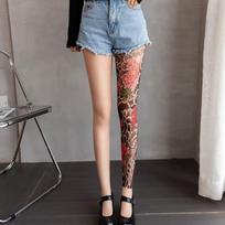 New Fake Tattoo Women's Sexy Printed Tights Perspective Leggings Peony Pantyhose Mesh High Pantyhose Summer One Size