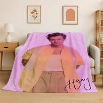 fashion Harry Styles Singer Star Flannel Blanket Soft Warm Throw Blanket for Bedroom Living Room Bed Travel Camping Picnic Gift 75x90cm