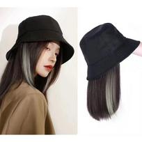 Fisherman's Cap Wig Female Inner Buckle Medium Length Straight Hair Wig Detachable Cap Wig Collarbone Wig