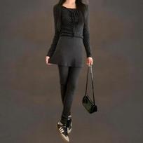 Women's spandex cotton mini skirt layered style Melange/FREE