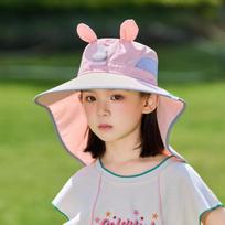 Kids Floppy Sun Hat With Large Brim And Neck Protection For Beach And Park Outings rožinė
