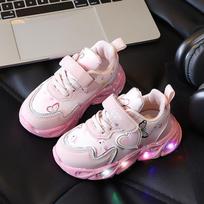Children's Sports Shoes, Girls' Shoes, Velcro-soled Baby Shoes 21 rožinė