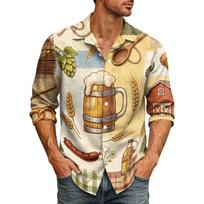 Men’s Loose Fit Lapel Collar Long Sleeve Shirt Vintage Casual Button Down Top Breathable Relaxed Fit for Daily Commuting and Outdoor Activities L juoda