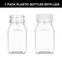 4 Pcs 120ML/150ML Juice Bottles Transparent Tamper Proof Lids Split Beverage Bottle Empty Reusable Clear Drink Containers
