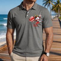 Men's Casual Short Sleeve Polo Shirt Soccer Graphic Print Sport Collar Button Front Lightweight Top Japan 2026 Design XXXXL