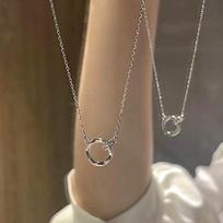 Mobius Ring 925 Sterling Silver Women's Circle Pendant Necklace - Light Luxury Versatile Collarbones Chain Jewelry platina