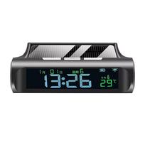 Car USB Solar Charge Smart Digital Clock Calendar Time Temperature LED Display Electronic Clock Automobile Interior Accessories juoda