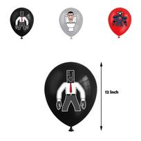 Skibidi Toilet Birthday Balloon Set 18 Latex Balloons Flag Banners And Cake Toppers Balloon（18pcs）