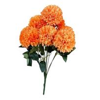 9 Heads Artificial Dandelion Bouquet Silk Cloth Dyed Edged Chrysanthemum Bunch Realistic Soft Home Decoration oranžinė