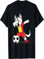 Dabbing Husky Dog Belgium Football Belgian Flag Soccer Lover T-Shirt S įvairiaspalvis