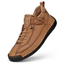 Genuine Leather Breathable Casual Men Ankle Boots Outdoor Wear-resistant Non Slip Fashion Sneakers for Daily Walking Working Trekking 38 ruda