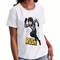 Rush Running unisex's Cotton T Shirt, Pure Cotton Premium Print, Durable, Casual And Fashionable. Featuring A Dynamic Cartoon Character With A Bold RU S įvairiaspalvis