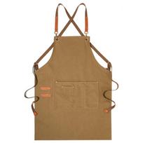 Kitchen Apron Heavy Duty Canvas Barber Work Aprons Unisex Cross Straps Adjustable Salon Hairdresser Bib PU Leather Apron for Men 1 pcs