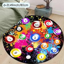 Round Billiard Balls Rug Game Room Decor Soft Flannel Carpet Living Room Bedroom Unique Design Floor Mat Home Decoration 60cm x 60cm