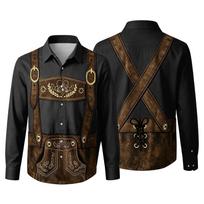 Men's Oktoberfest 3D Print Loose Fit Long Sleeve Shirt Collared Casual Vintage Style Breathable Shirt for Work Outdoor Festival Party S juoda