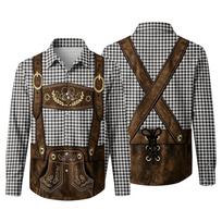 Men's Oktoberfest 3D Print Loose Fit Long Sleeve Shirt Collared Button Down Shirt Vintage Casual Breathable Shirt for Outdoor Work and Party M juoda