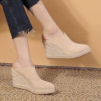 9cm Heel Black Plus Size 42 Spring Summer Elegant High Wedge Heels Pumps for Women Party Office Daily Wear 38 smėlis