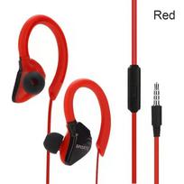 G3 IPX5 Vandeniui atsparios sportinės ausinės su atminties laidu ir mikrofonu, 3,5 mm į ausį, bėgiojimui, už ausies, muzikos ausinės, mobiliojo telefono stereo, žemi dažniai raudona