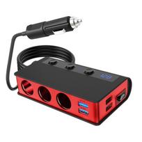 180W 4 prievadų USB įkrovimo lizdo skirstytuvas Greitasis įkrovimas 12V 24V telefonui iPad 3.0 automobilinis įkroviklio adapteris raudona