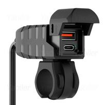 Naujas QC3.0 Motociklo USB Įkroviklis 12V Vandeniui atsparus PD3.0 Prievado Lizdas Vairo Greitojo Įkroviklio Adapteris Su Voltmetru Moto Priedai juoda