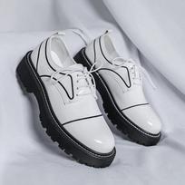 Fashion Men's Luxury Thick Bottom Platform Loafers Casual Shoes New Black White Shoes Hair Stylist Man Leather Shoe Spring and Autumn 38 balta