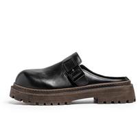 Vyriškos basutės ant platformos, madingos, kokybiškos, odinės, su storu padu, vyriški laisvalaikio batai, lauko šlepetės Zapatillas Hombre 39 juoda ruda spalva