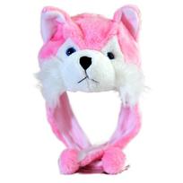 Panda Haskis Jaukus Juokingas Kepurė Geltonas Kūdikio Antukas Naujovė Šventinė Kepuraitė Vaikams Pliušinis Gyvūno Kepurė Žiema Pink Husky