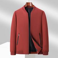 Spring and Autumn Light Jacket Men's Stand-up Collar Light Business Casual Jacket Middle-aged and Elderly Men's Loose Top M raudona