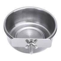 Hamster Stainless Steel Clamp-on Food Dish Cage Cup Parrot Feeding Bowl Bird Feeder Water Drinker 10cm