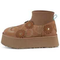 UGG Fleece Lined, Round Tip Thickness Short Snow Boots Women's Brown 1171670-CHE 40