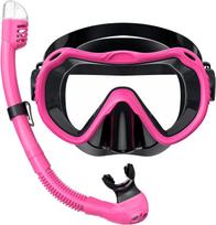 Full Dry Snorkel and Diving Mask Set with Goggles Adult One Size raudona