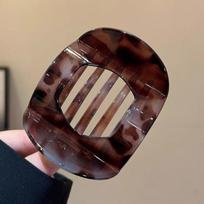 Elegant Flat Hair Claw Clip Arc Shaped Leopard Hairpin Non-slip Hair Barrettes for Women