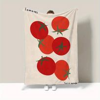 Divertido diseño de tomate, manta para sofá, fondo Beige suave, tomates rojos para sala de estar, cocina, dormitorio, decoración 75cmx90cm