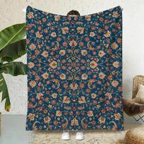 Persian Rug Pattern Throw Lightweight 240g Flannel Blanket Soft Skin-friendly for Summer Cooling 80x120cm(31x47inch)
