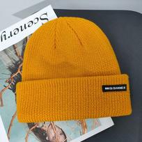 Winter Candy Color Autumn Tag Women Woolen Beanies Wool Hat Letter Knitted Hat Korean Style Caps geltona