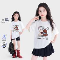 TuTu XiaoXiang Girls' Pure Cotton Puppy Print Short Sleeve T-Shirt 130