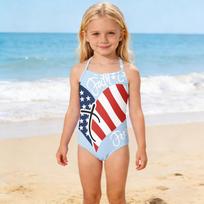 Girls One Piece Swimsuit Summer Child Swimwear Toddler Beachwear Soft Fabric Comfortable Fit Adjustable Straps Durable Design 130 mėlyna