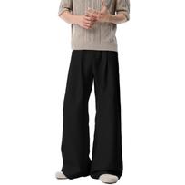 Men's Vintage Solid Color Wide Leg Casual Dress Pants Loose Fit High Waist Trousers Classic Style Suit Pants for Everyday Wear XXXXL juoda