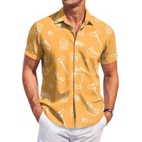 Men's Casual Short Sleeve Button Down Shirt with Pretzel Print Lightweight Summer Shirt for Outdoor Events and Daily Wear XXL balta