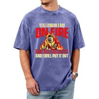Men's Labor Day Graphic Washed Distressed Cotton Crew Neck Short Sleeve T Shirt Casual Fit Workwear Tee L mėlyna