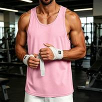 Men's Casual Outdoor Sports Sleeveless Tank Top Crew Neck Lightweight Breathable Fabric Summer Vest L rožinė