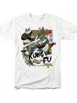4 Kung Fu Collage Unisex Adult T-Shirt White S įvairiaspalvis