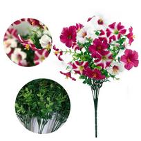 Bonsai Decorations UV Resistant Artificial Morning Glory Handmade Plastic Fake Flower Bouquets Realistic Faux Plant Indoor Room raudona