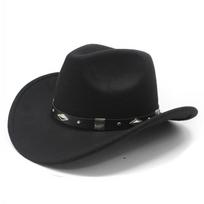 UPF 50+ Wide Brim Curved Edge Metal Accessories Western Style Cowboy Top Hat Sun Cap for Men Women Outdoor Casual Performance M（56-59cm）