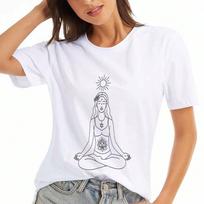 Yoga Mandala Ladies Cotton T Shirt, Premium Cotton Quality Print, Durable, Casual And Fashionable. Meditative Design, Spiritual Symbol, Ideal For Yoga S įvairiaspalvis