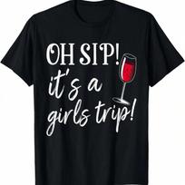 Oh Sip It's A S Trip Fun Wine Party Funny T-Shirt S įvairiaspalvis